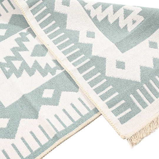 Polcarpet Aria Artkilim 101 Summer Cotton Runner Rug with Fringes Green 80x150cm