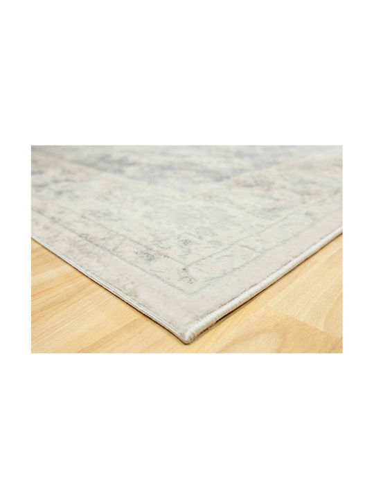 Ezzo Venice 7383acd Wohnzimmer Teppich Rechteckig Langsam brennend mit Fransen Grau 80x300cm