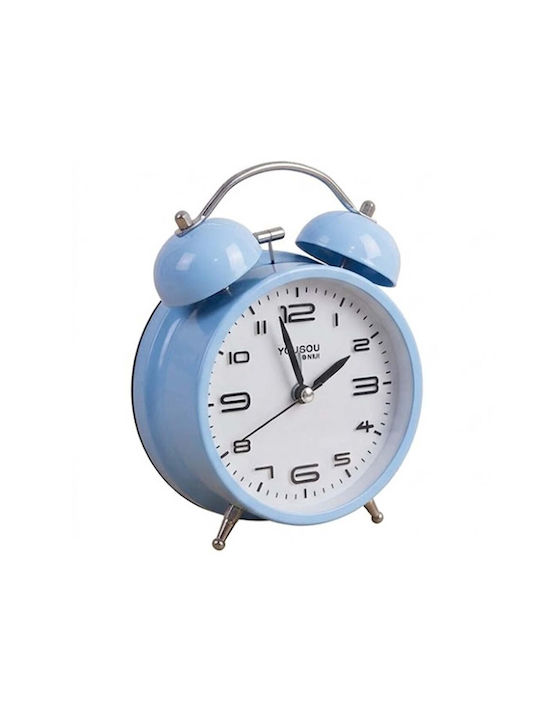 Avizar Table Clock 12cm Bedroom Round Format Double Bell Elegant Blue
