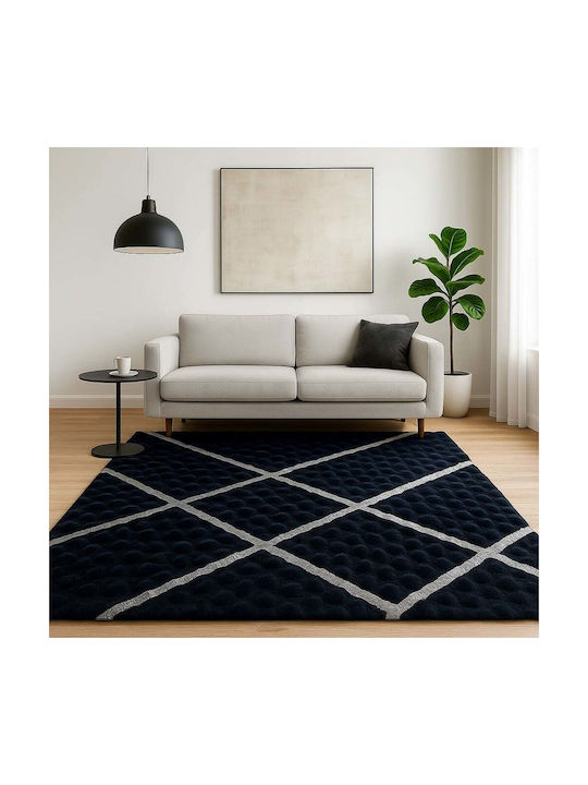 Χαλί Ορθογώνιο Γούνινο Μαύρο-ασημί 200x270cm