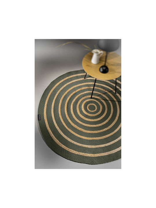Guy Laroche Maya Round Summer Rug Made of Jute Olive Φ150cm