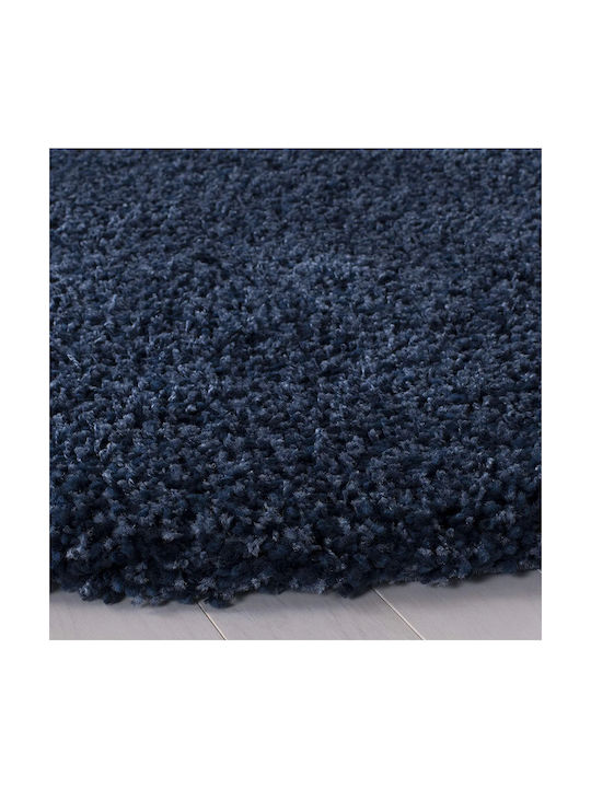 Saray Home California Mix Teppich Rechteckig Zottelig Synthetisch,Polyester/Cotton/Leather Blue