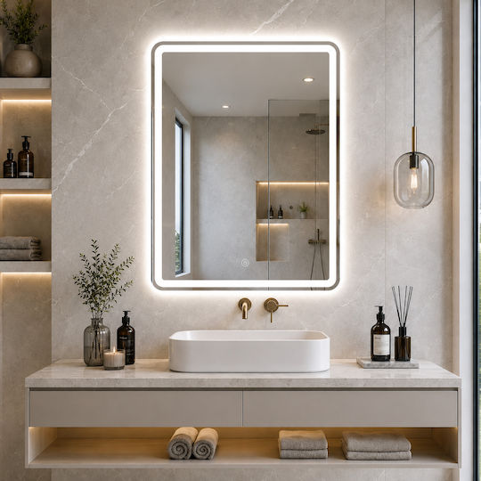 Futura F-4030 Ορθογώνιος Led Αφής 60x80cm με Αμμοβολή