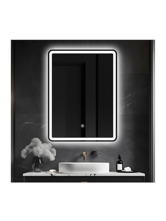 Futura Ορθογώνιος Καθρέπτης Μπάνιου Led Αφής 60x80cm με Αμμοβολή