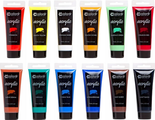 Acrylic Paints In Tube Professional Set Acrylic Paints 12x75 Ml
