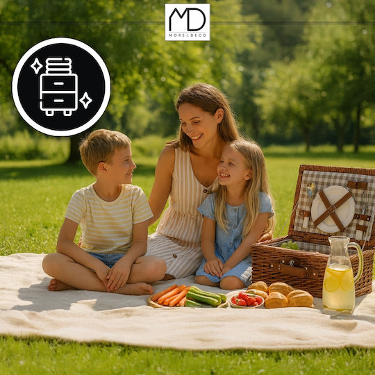 Picknickkorb Weidenkorb 4-Personen Set Thermotasche Besteck Teller More&deco