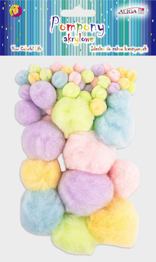 Set 60 Bucăți Pompoane Pufoase Decorative Pastelate