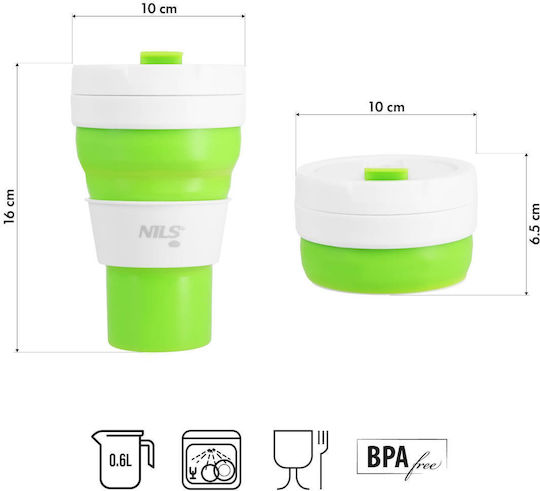 Nc4103 Silicone Collapsible Mug 600ml Light Green Nils Camp