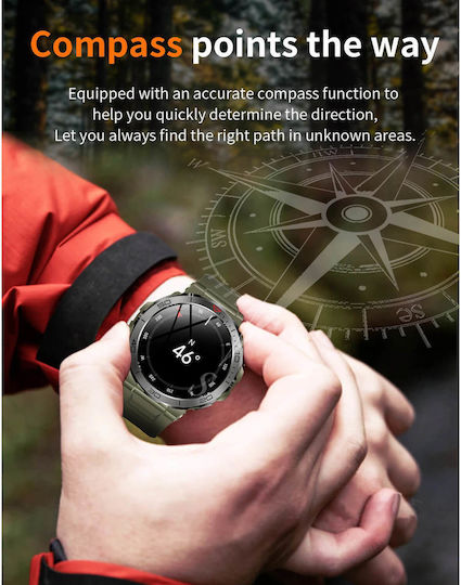 Microwear MK68 Smartwatch mit Herzfrequenzsensoren (Army Green Silikon)