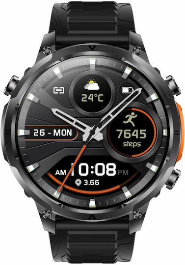 Microwear MK100 Smartwatch with Heart Rate Monitor Black Silicone