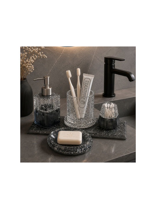 SteweHome Bathroom Accessory Set Resin Silver