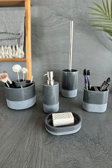 SteweHome Bathroom Accessory Set Resin Grey 5 Pieces