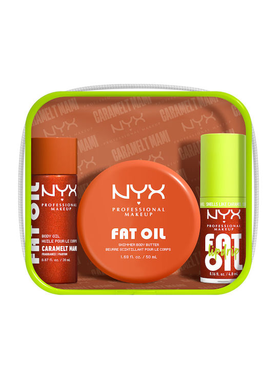 NYX Professional Makeup Fat Oil Lip & Body Travel Set for Moisturizing & Brightening Caramelt Mami 4pcs