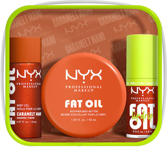 NYX Professional Makeup Fat Oil Комплект За Пътуване За Устни И Тяло За Хидратация И Блясък Карамелт Мами 4 Бр