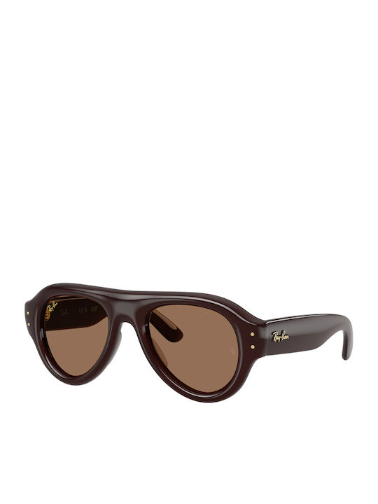 Ray Ban Unisex Sunglasses With Brown Horn-Rimmed Frame And Brown Lens