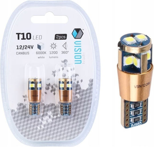 W5w T10 LED Крушки 12/24V Canbus 6000K Силно Хладко Бяло