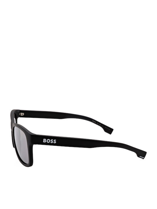Boss Men's Sunglasses with Black Plastic Frame and Silver Mirror Lens BOSS 1568/S 003/T4