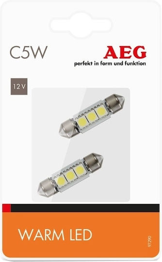 2x C5w LED 36mm Retrofit Bec LED Cald Alb Cald