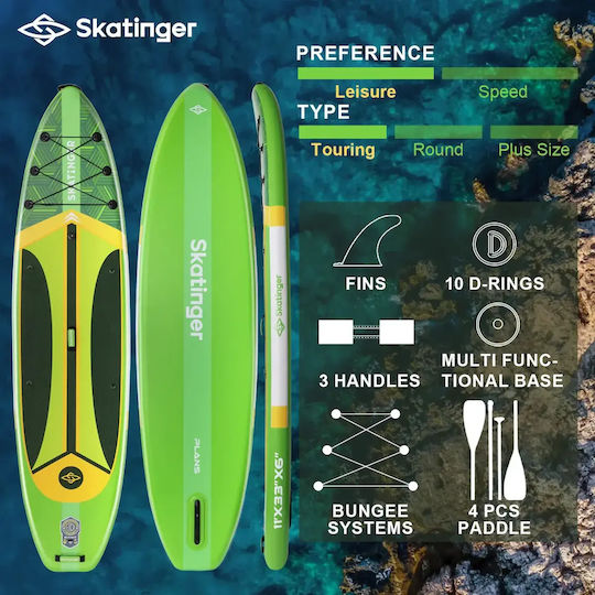 Skatinger Plan S Aufblasbare SUP Board mit Länge 3.35m Grüne