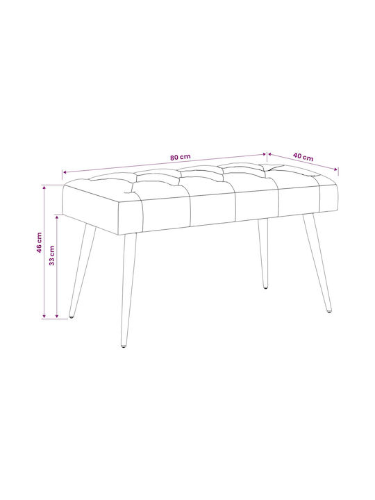 Velvet Upholstered Bench Stool Dark Grey 80x40x46cm