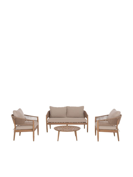 Set Salon Exterior Kanu 4 Piese Bej cu Perne