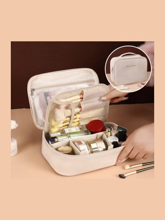 Ecarla Cream Eco-leather Wash Bag Ks146k