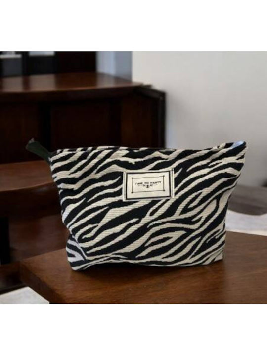 Ecarla Zebra Fabric Cosmetic Bag