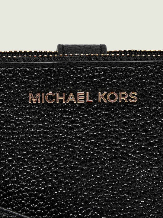 Michael Kors Schwarzes Leder Doppel-Reißverschluss-Handgelenkstasche