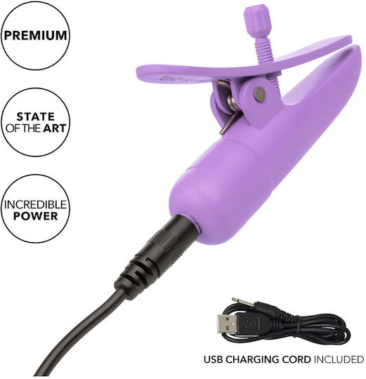 Calexotics Nipple Play Nipplettes Vibro Nipple Clamps in Purple Color