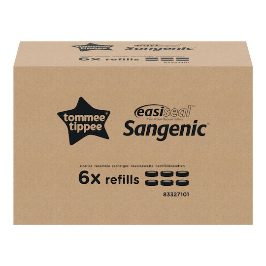 Tommee Tippee Twist & Click XL Replacement Bags for Bin Black 6 Pieces