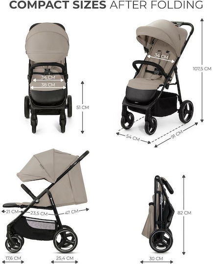 Kinderkraft Trig 3 Baby Stroller Suitable for Newborn Beige