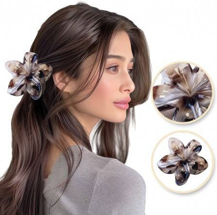 Ecarla XL Haarnadel Blume Perle Leopard
