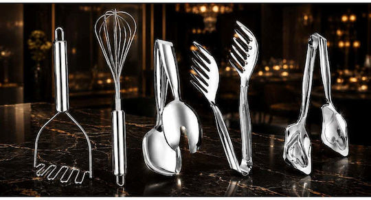SteweHome Set of 11 Pieces White Stainless Steel Serving Utensils