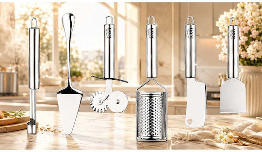 SteweHome Set of 11 Pieces White Stainless Steel Serving Utensils