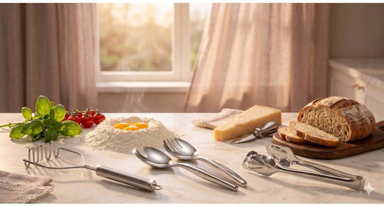 SteweHome Set of 11 Pieces White Stainless Steel Serving Utensils
