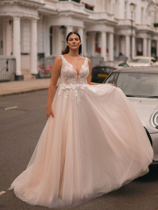 Maxi Wedding Dress with Lace White