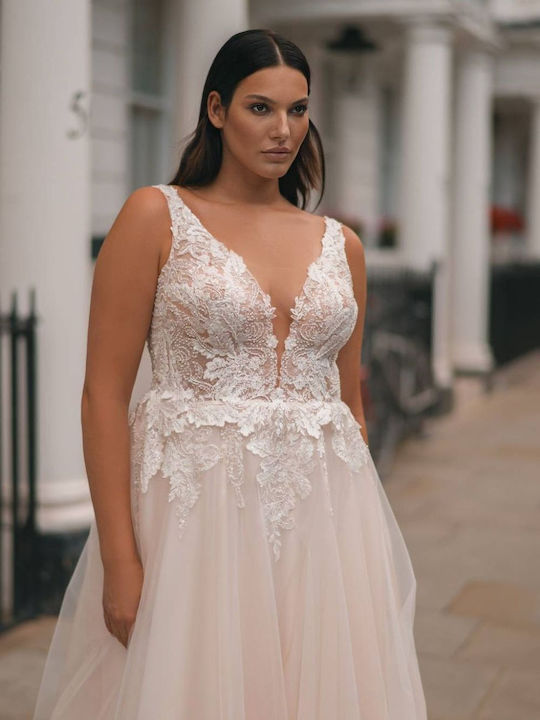 Maxi Wedding Dress with Lace White