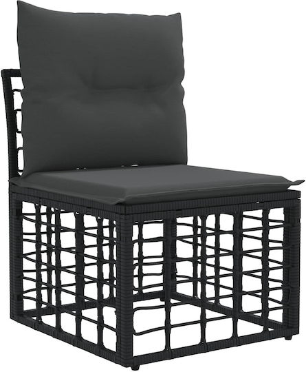 Set Cameră De Zi Exterior 13 Piese Negru Și Gri Închis Cu Perne