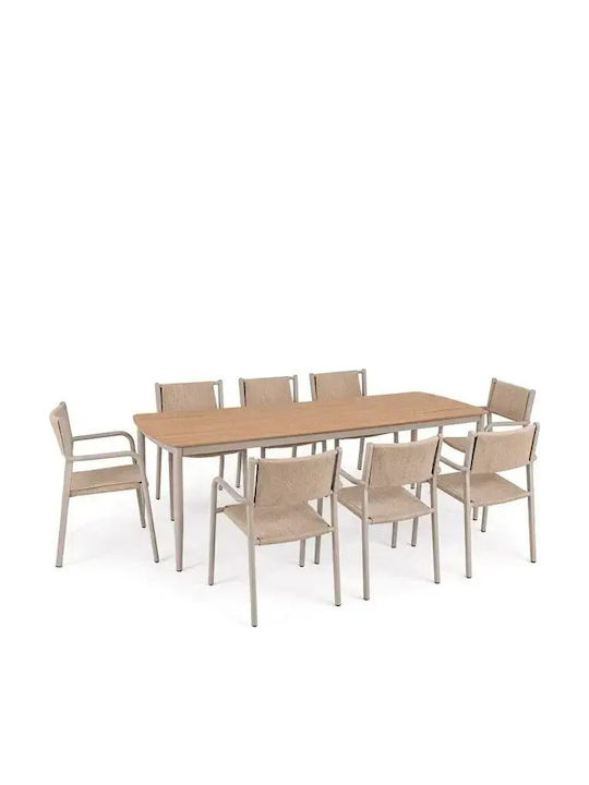 Set Trapezarie de Exterior Denver 9 Piese Bej E6760,1S