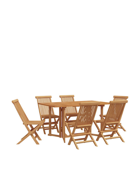 Set Sala De Mese Pentru Exterior 7 Piese Maro