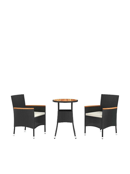 vidaXL Garden & Outdoor Furniture Sets Living Room Set Pieces Black with Pillows