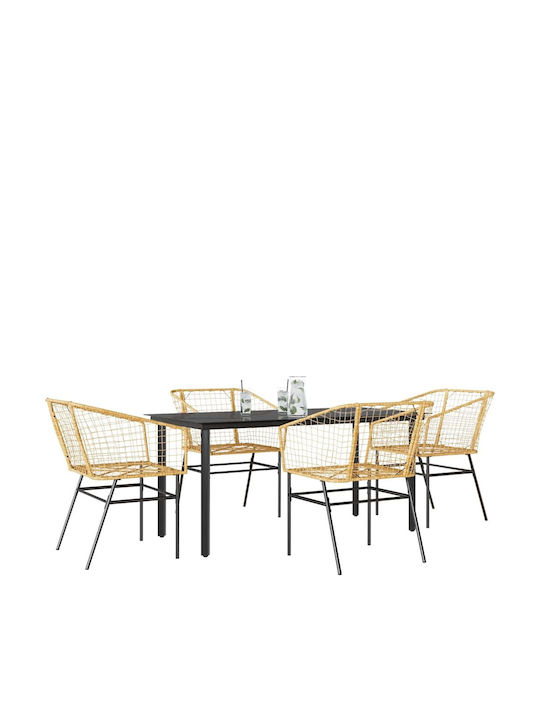 Garden & Outdoor Furniture Sets Dining Room Set 5 Pieces Black