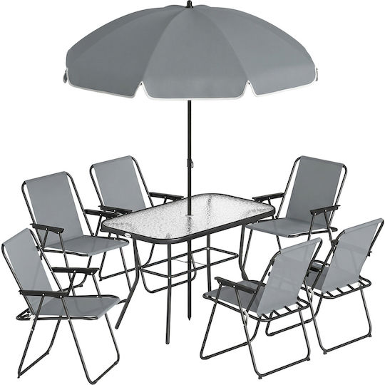 Set Sala De Mese 8 Piese Gri Set Sala De Mese 8 Piese Gri