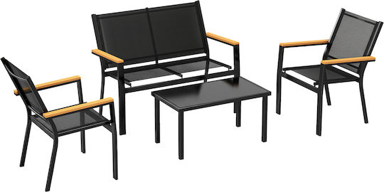 Living Room Set 4 Pieces Black
