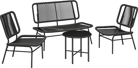 Living Room Set 4 Pieces Black