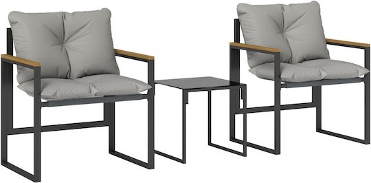 3-Piece Living Room Set Black with Pillows