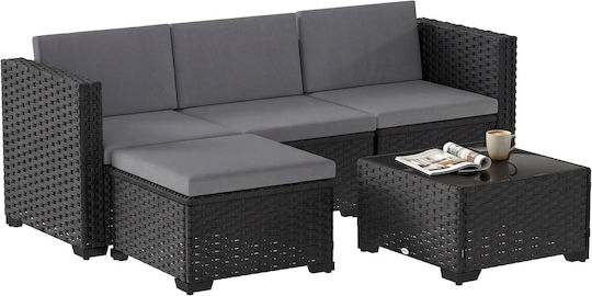 Living Room Set 5 Pieces Gray with Pillows