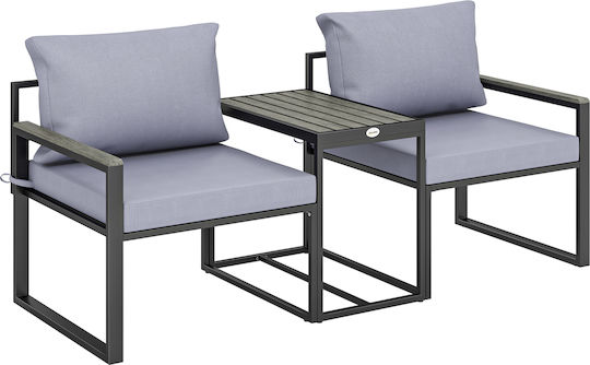 3-Piece Gray Living Room Set with Pillows