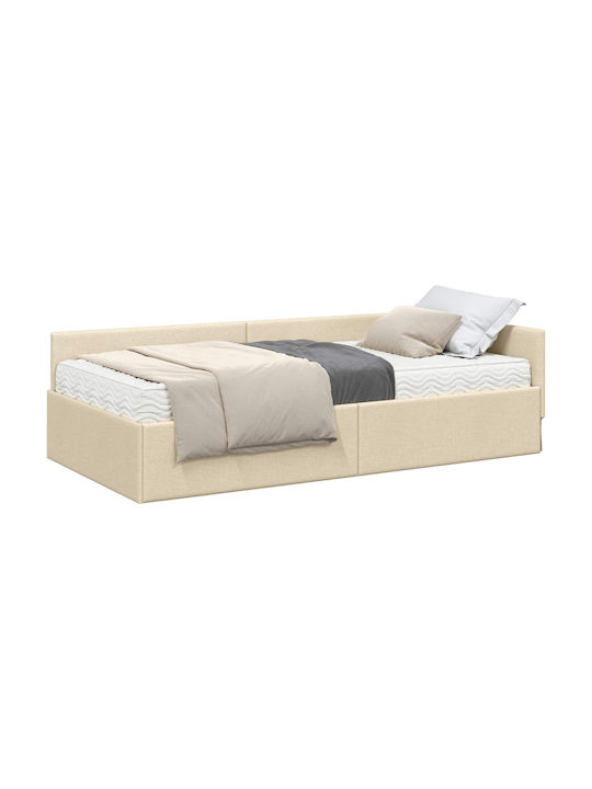 Einzelbett Cremé mit Lattenrost & Matratze 94x190cm