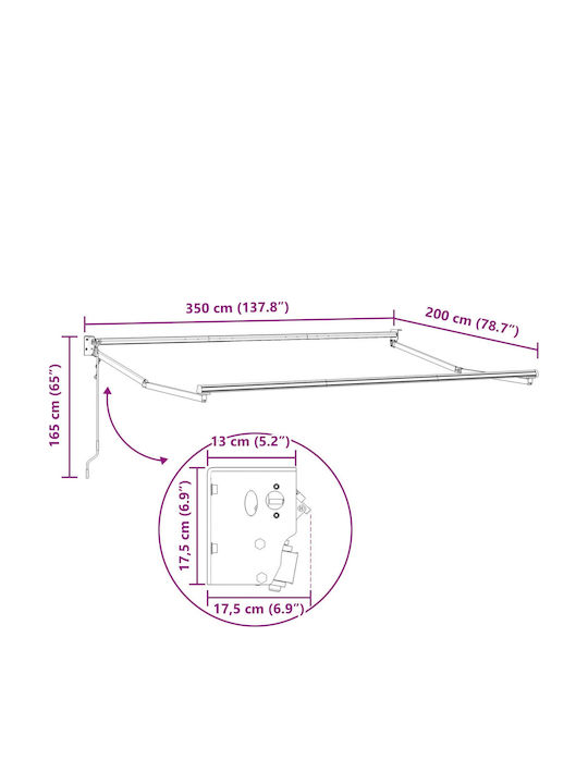 vidaXL Тента Тераса Синя 3.5x2m